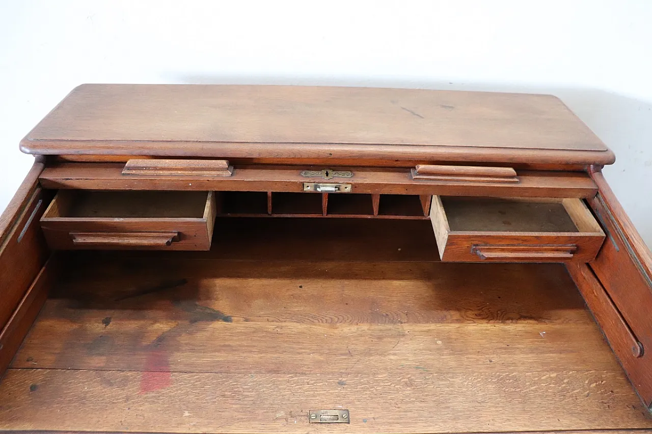 Scrivania a rullo in rovere, inizi '900 7