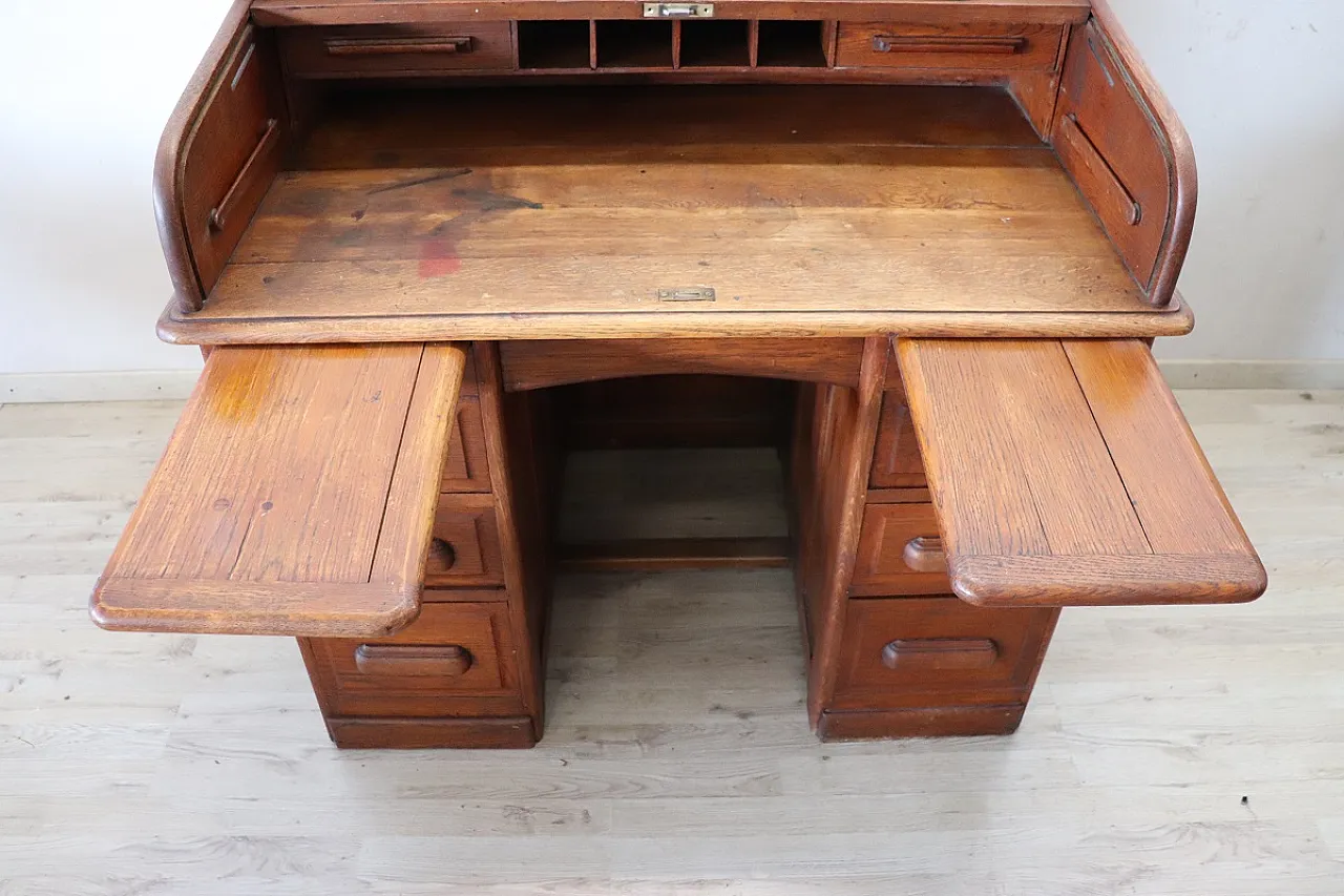 Scrivania a rullo in rovere, inizi '900 8