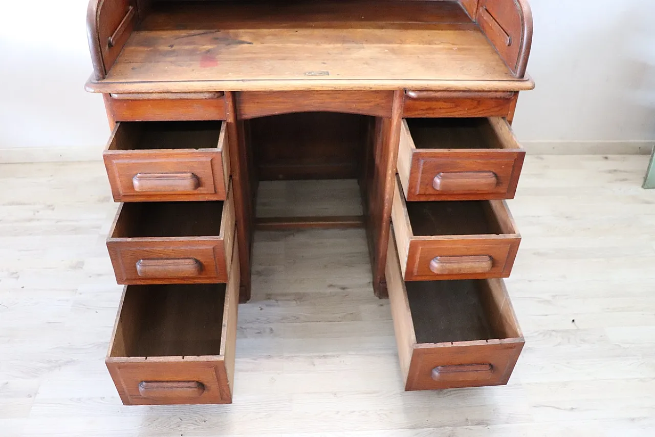 Scrivania a rullo in rovere, inizi '900 9