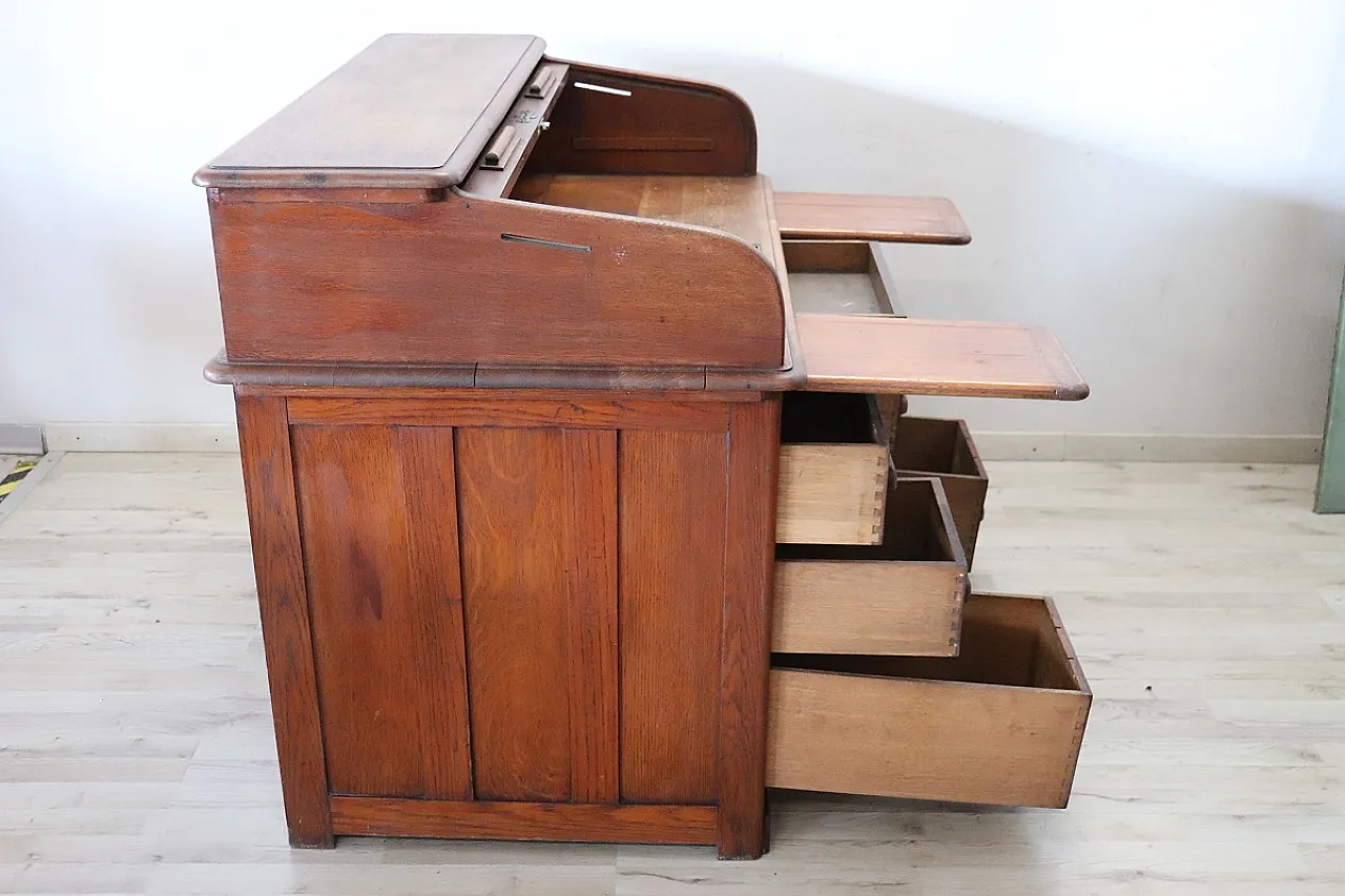 Scrivania a rullo in rovere, inizi '900 10