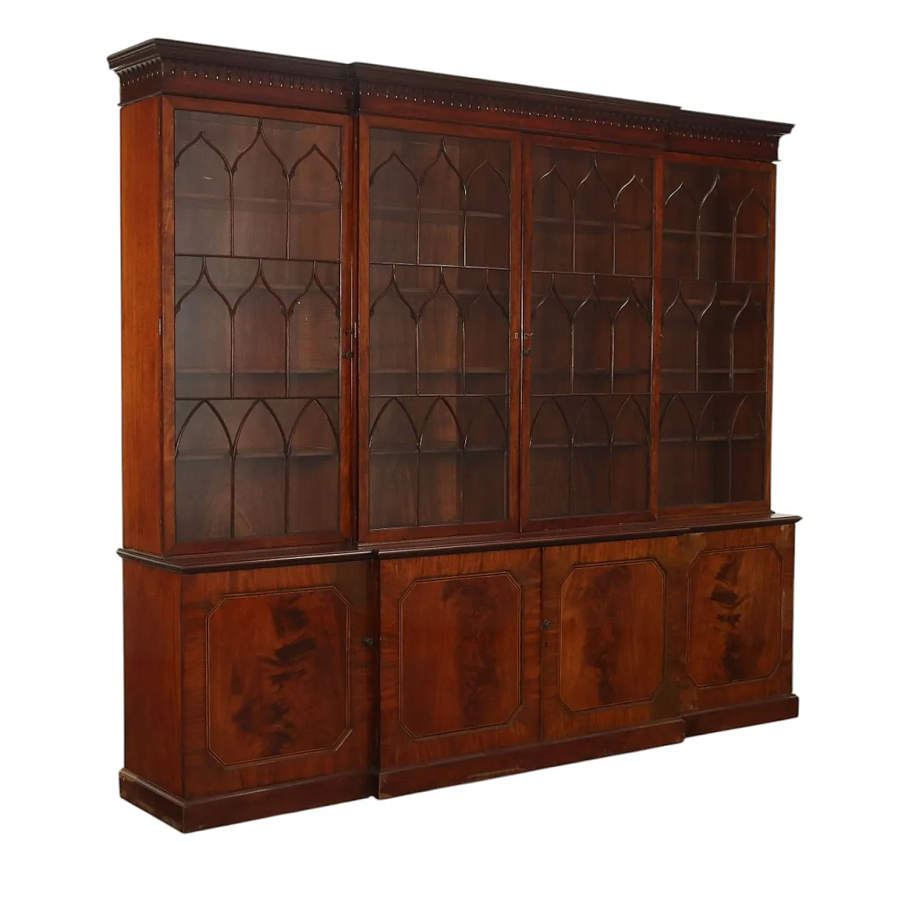 Large English mahogany bookcase, 19th century 1