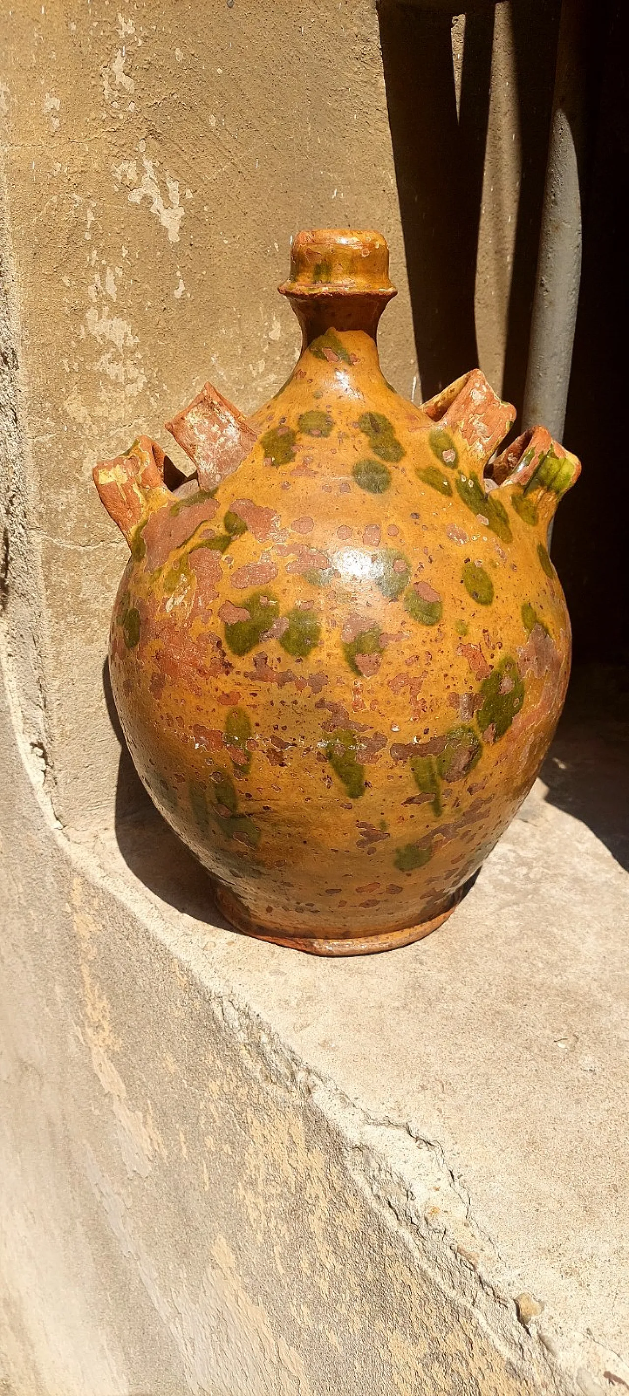 Fiasca da pellegrino in terracotta smaltata, '800 3