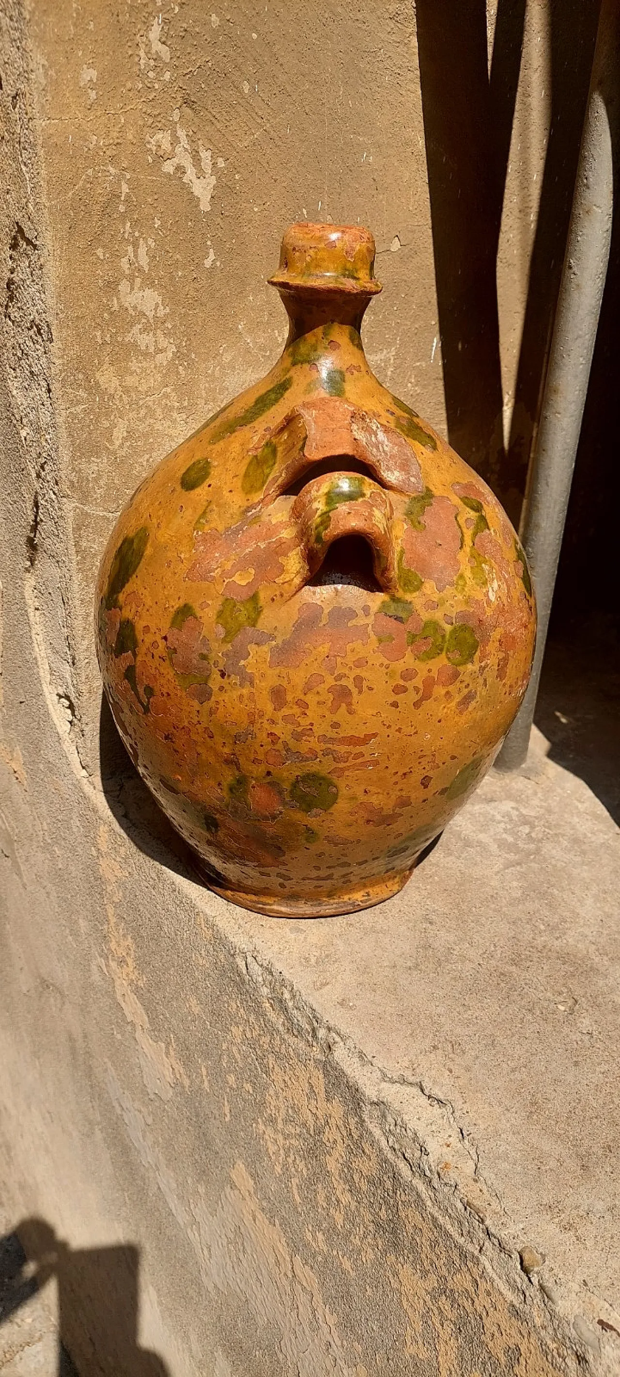 Fiasca da pellegrino in terracotta smaltata, '800 5