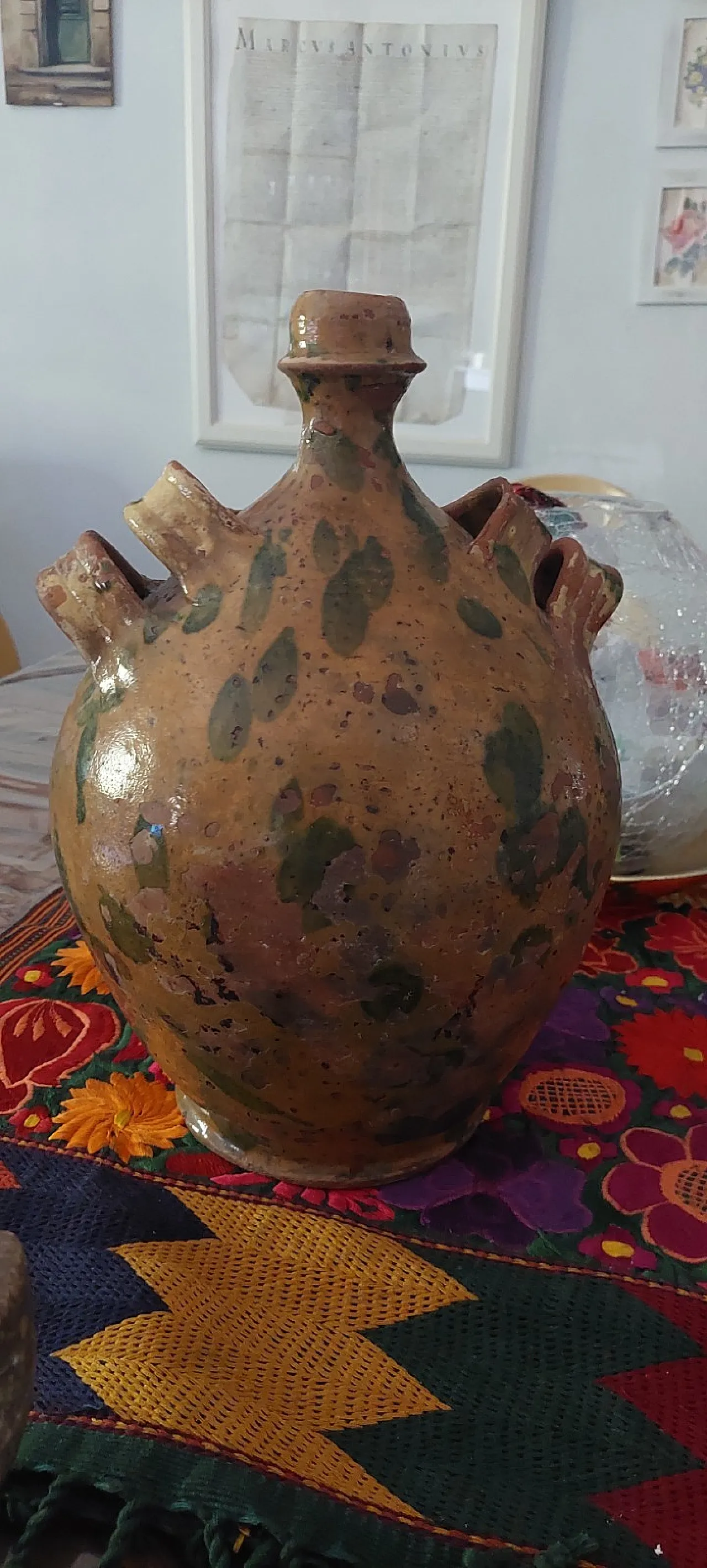 Fiasca da pellegrino in terracotta smaltata, '800 10