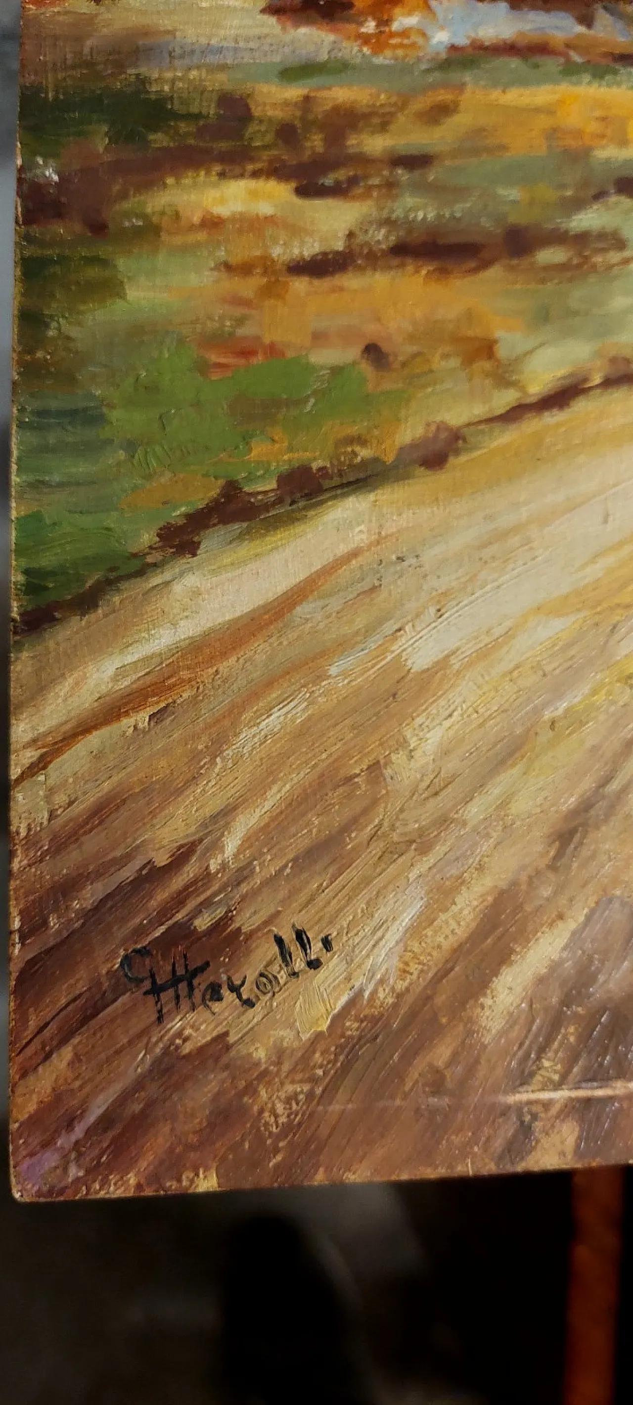 Paesaggio rurale, olio su tavola, primo '900 7