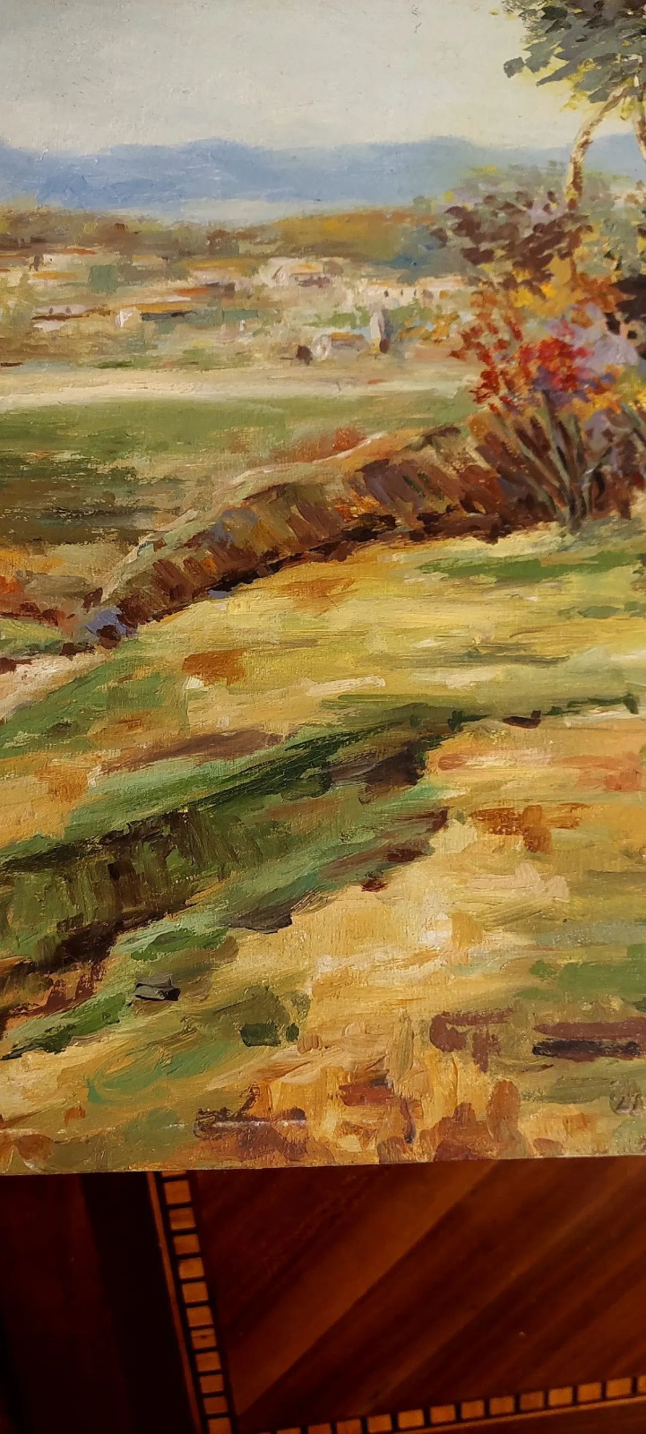 Paesaggio rurale, olio su tavola, primo '900 8