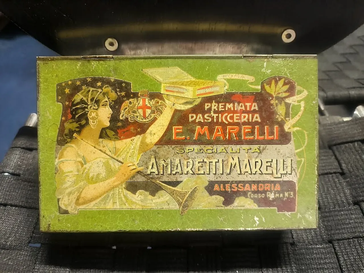 Scatola pubblicitaria in latta Biscotti Marelli, primi '900 2