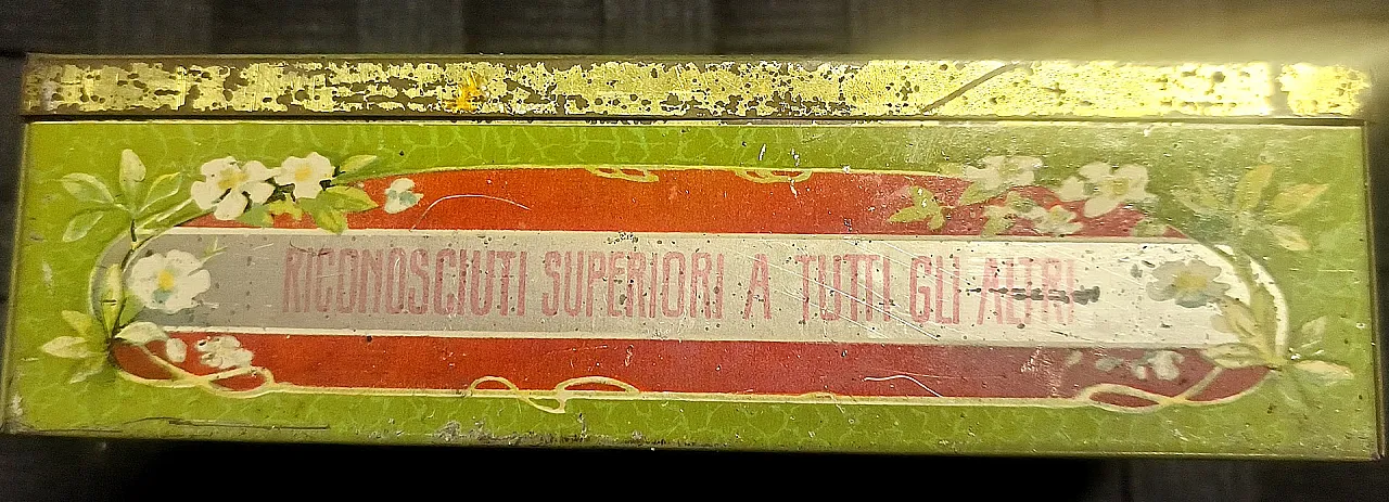 Scatola pubblicitaria in latta Biscotti Marelli, primi '900 5