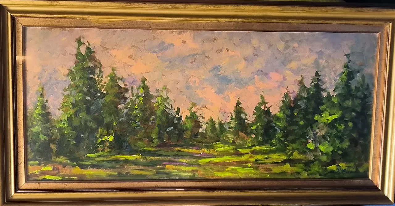 Quadro PINETA MONTE BALDO di  ITALO BIGATTI, olio su faesite, 1981 2