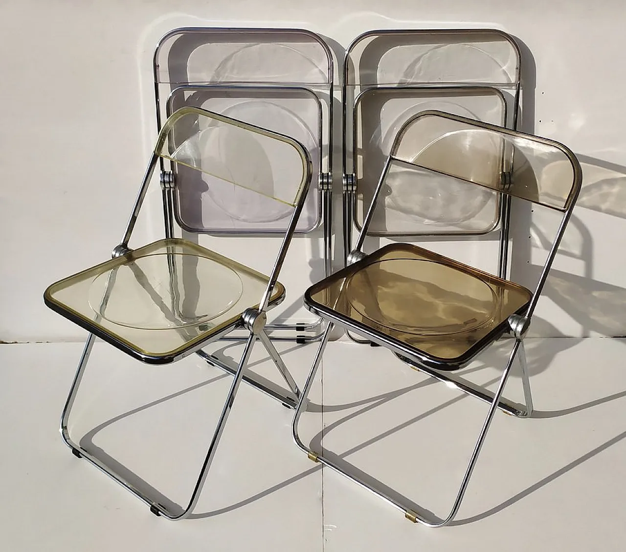 4 Plia chairs by Kartell, 1970s 1