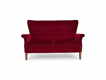 Divano svedese a 2 posti di Dux Sweden in velluto, anni '60