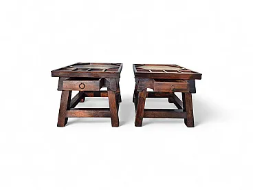 Pair of handcrafted bedside tables in solid wood