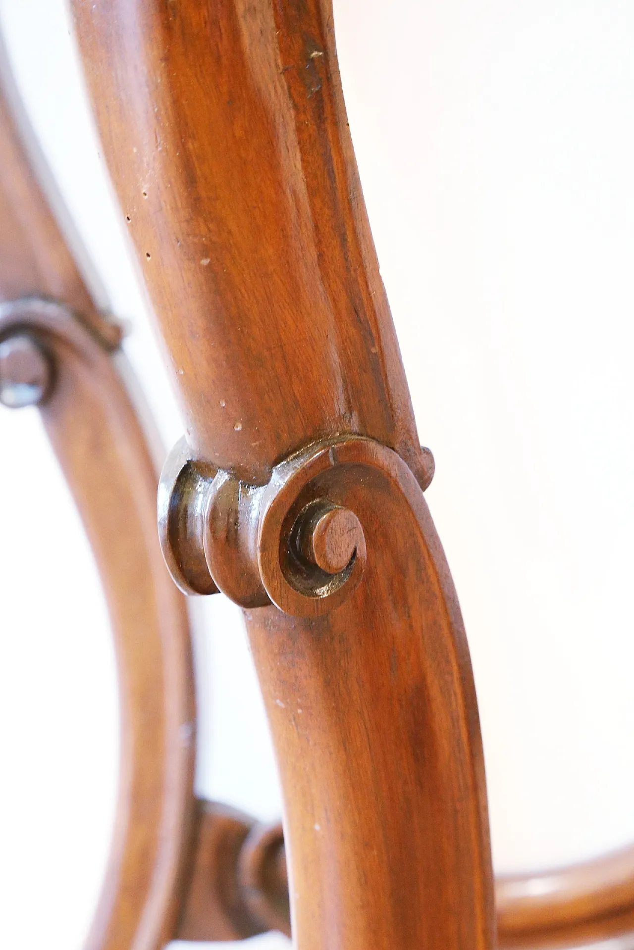 Umbertine console with mirror, walnut wood, Carrara marble, 19th c. 9