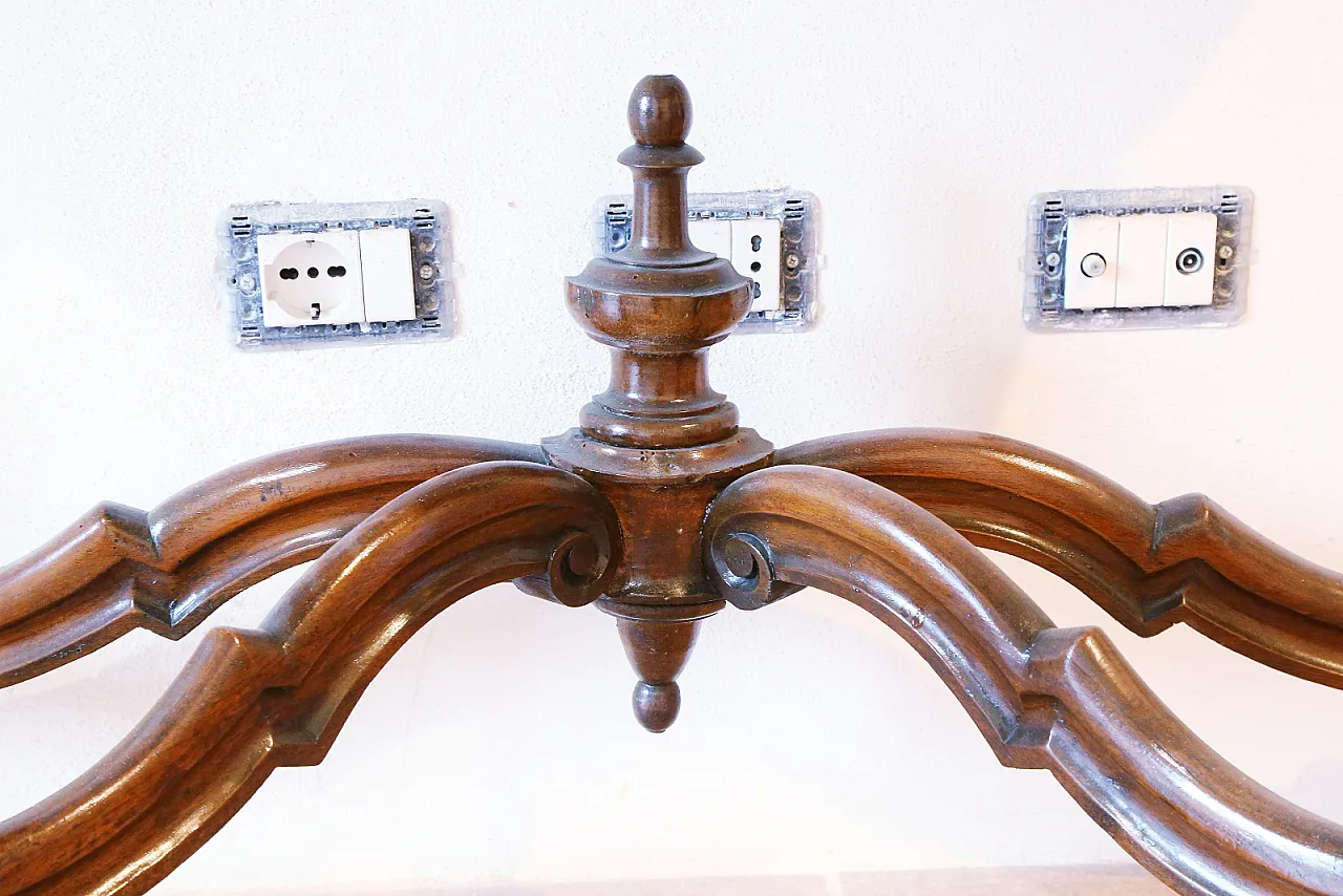 Umbertine console with mirror, walnut wood, Carrara marble, 19th c. 21