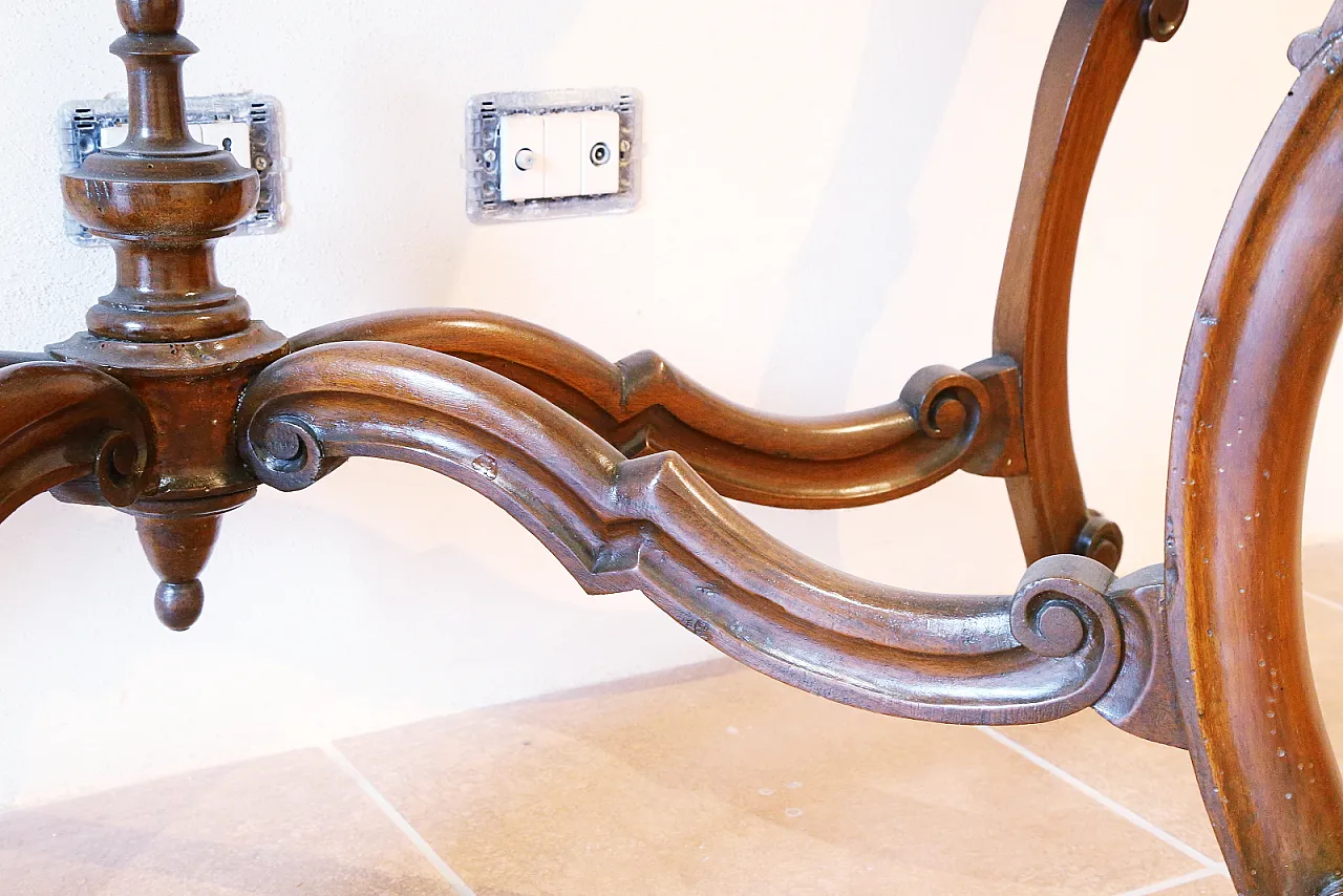 Umbertine console with mirror, walnut wood, Carrara marble, 19th c. 22