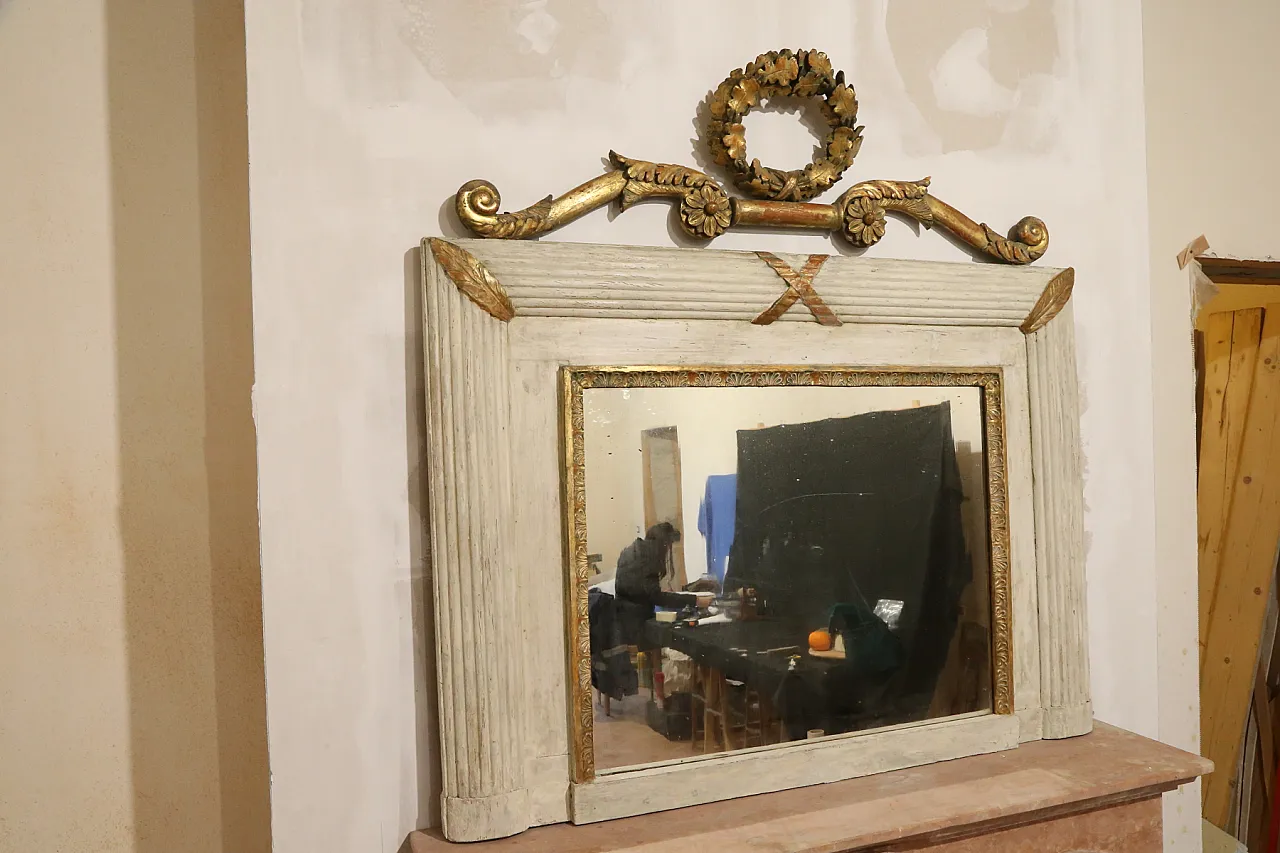 Specchiera caminiera impero bianca oro zecchino, 1826 4