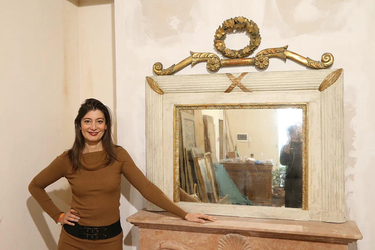 Specchiera caminiera impero bianca oro zecchino, 1826 18