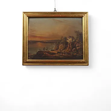 Dipinto olio su tavola con cornice, '800