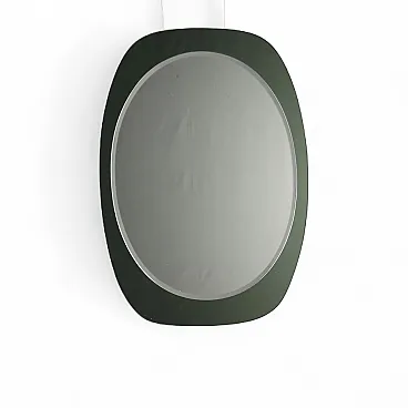 Specchio ovale con cornice in vetro, '900
