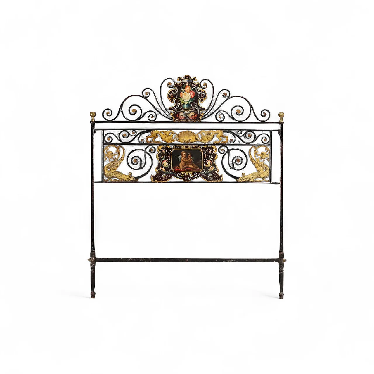 Black lacquered iron headboard, 19th century 11
