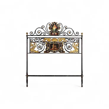 Black lacquered iron headboard, 19th century