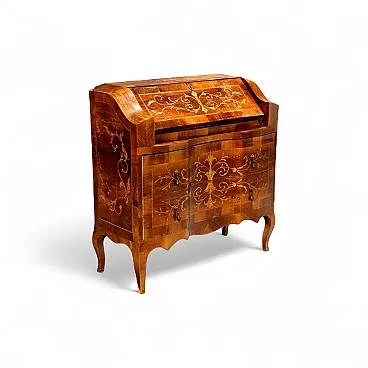 Walnut drop chest with maple fillets and inlays, 20th century