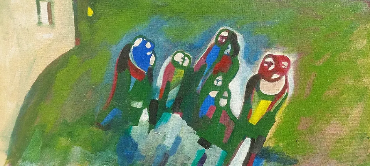 Dipinto astratto di Eros Bortolotti, olio su tela, '900 2