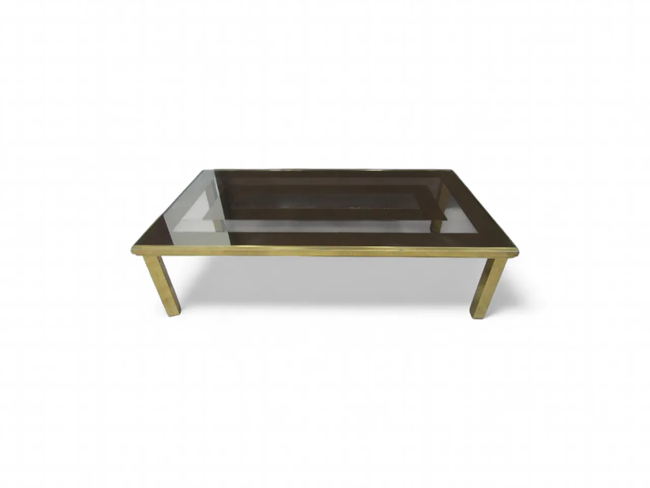 Low table in brass and worked glass, 20th century 7