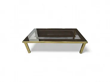 Low table in brass and worked glass, 20th century