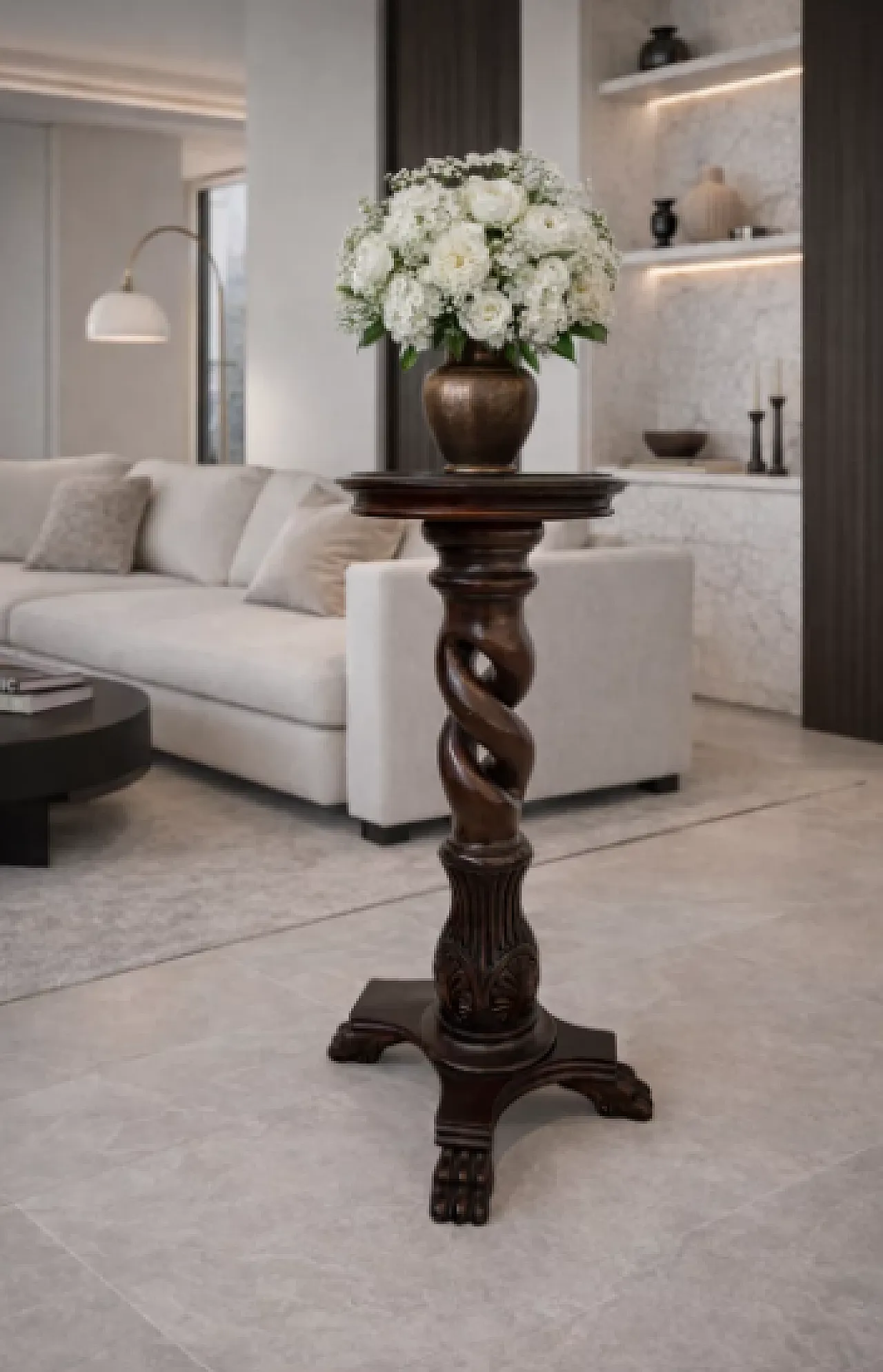 Decorative mahogany wood column, 1960s 10