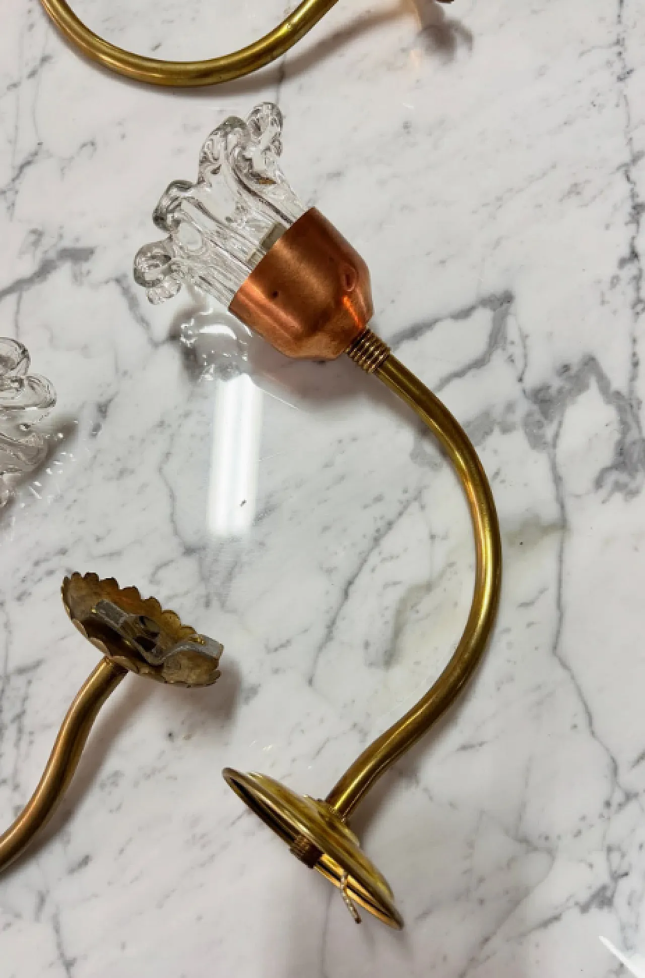 6 Brass and copper wall sconces, 1950s 2