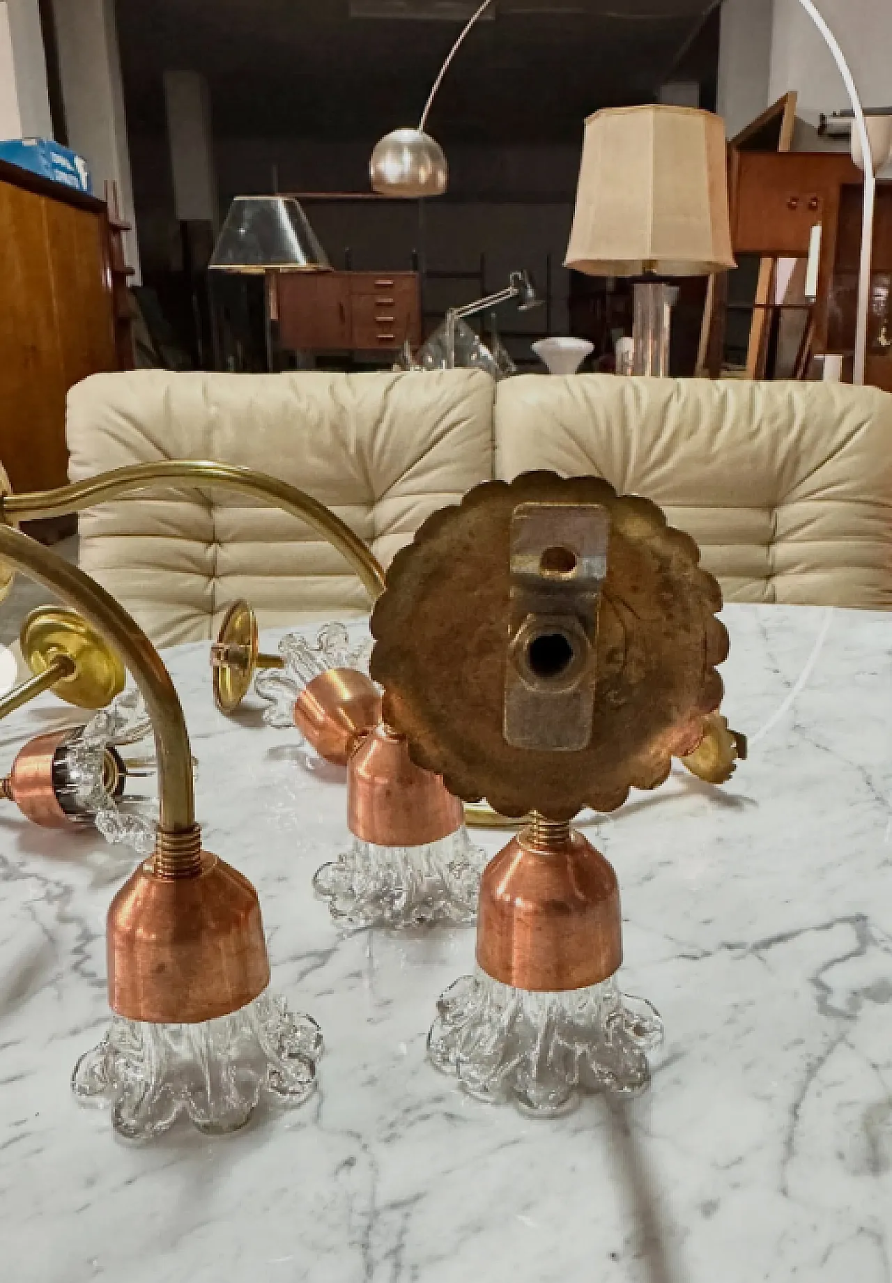 6 Brass and copper wall sconces, 1950s 6