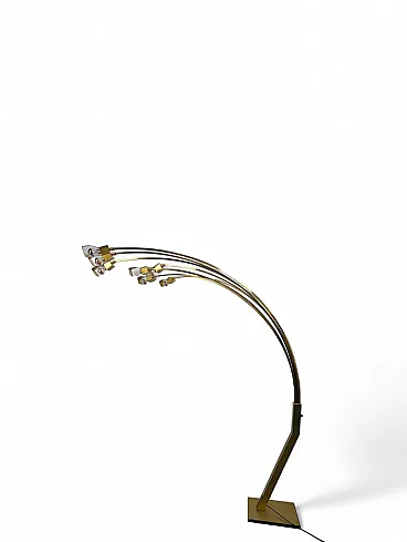 Piantana in ottone con sette luci, anni '70