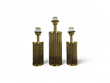 3 brass table lamps, 1970s