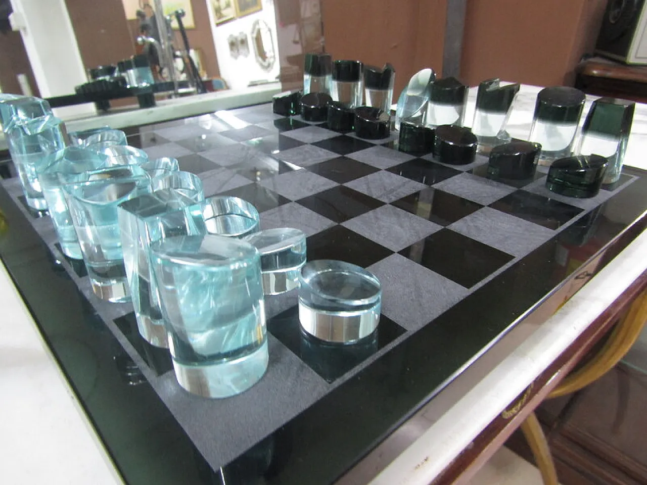 Chessboard in crystal by Berlini Milano, 20th century 1