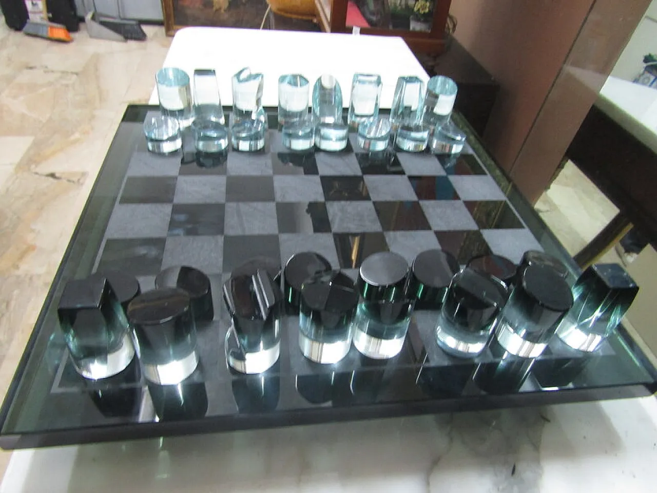 Chessboard in crystal by Berlini Milano, 20th century 4