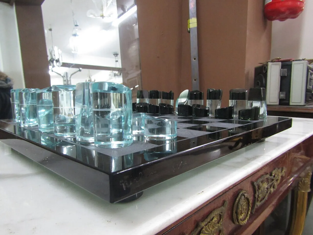 Chessboard in crystal by Berlini Milano, 20th century 8