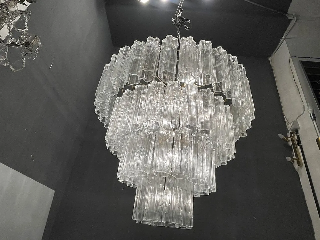 Tronchi Tube chandelier in Murano glass by Paolo Venini, 1980s 4