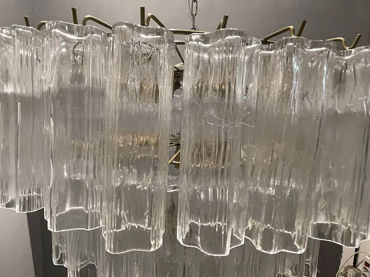 Tronchi Tube chandelier in Murano glass by Paolo Venini, 1980s 6