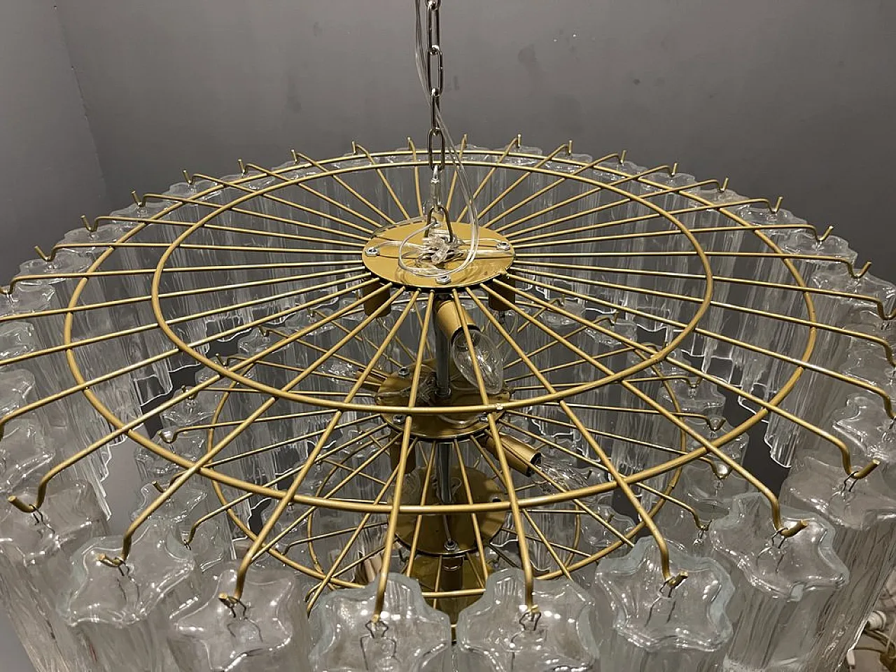 Tronchi Tube chandelier in Murano glass by Paolo Venini, 1980s 11