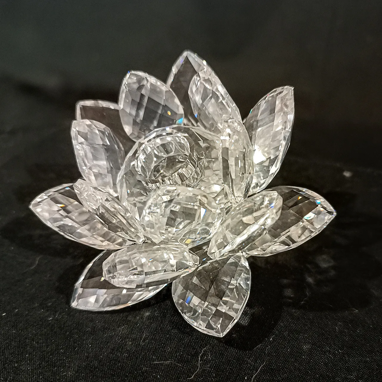 Swarovski 010001 Candle Holder Ninfea Waterlily Silver Crystal, 2000s 4