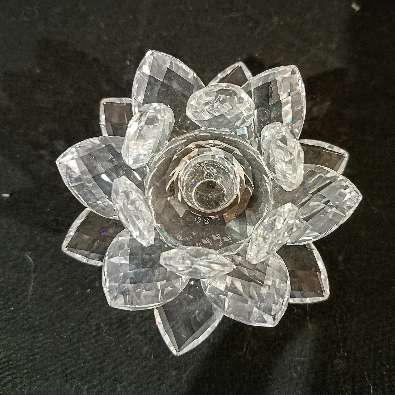 Swarovski 010001 Candle Holder Ninfea Waterlily Silver Crystal, 2000s 5