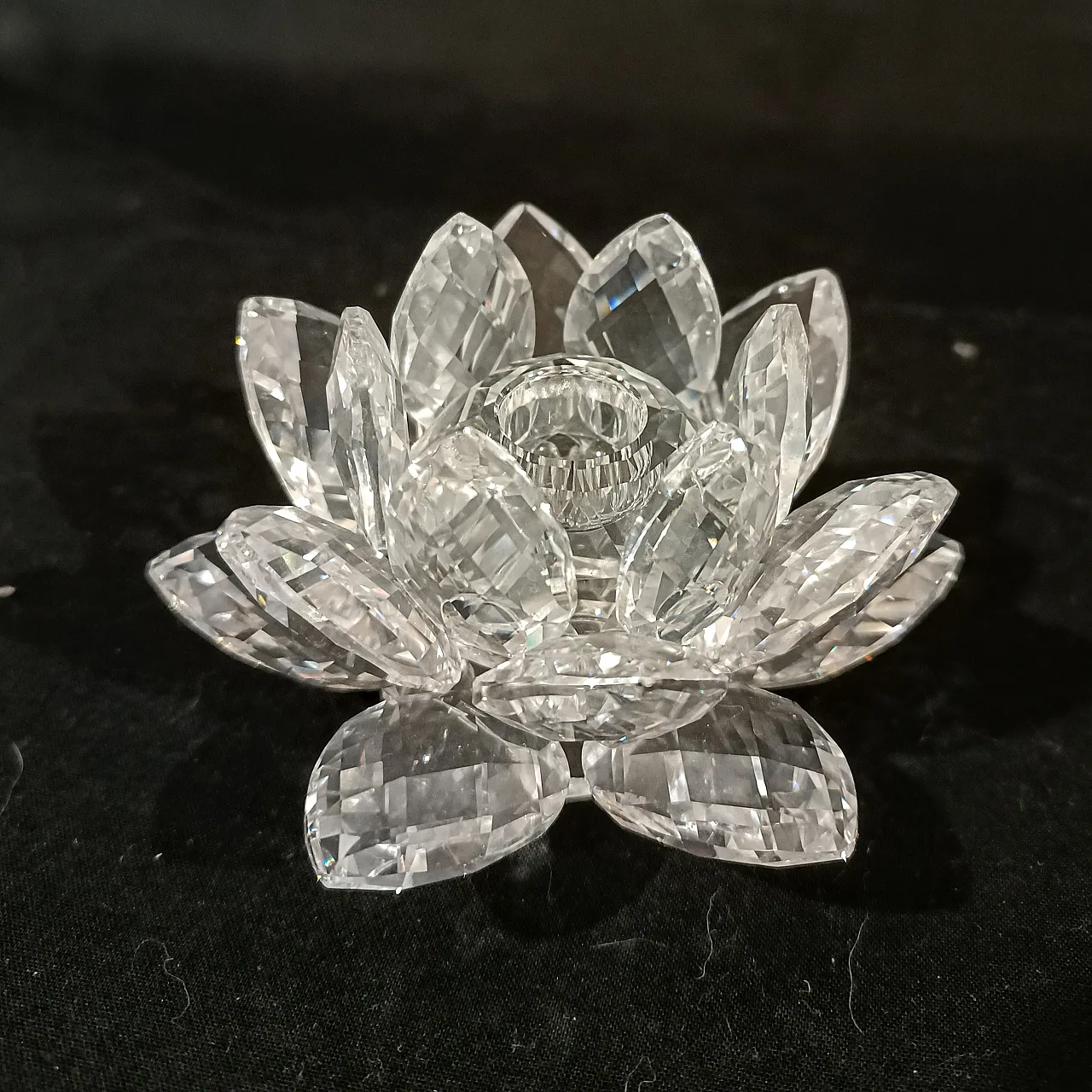 Swarovski 010001 Candle Holder Ninfea Waterlily Silver Crystal, 2000s 8