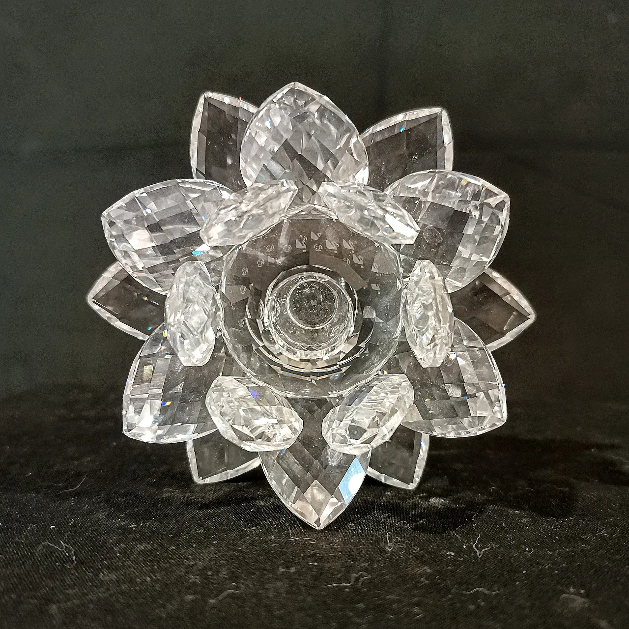 Swarovski 010001 Candle Holder Ninfea Waterlily Silver Crystal, 2000s 14