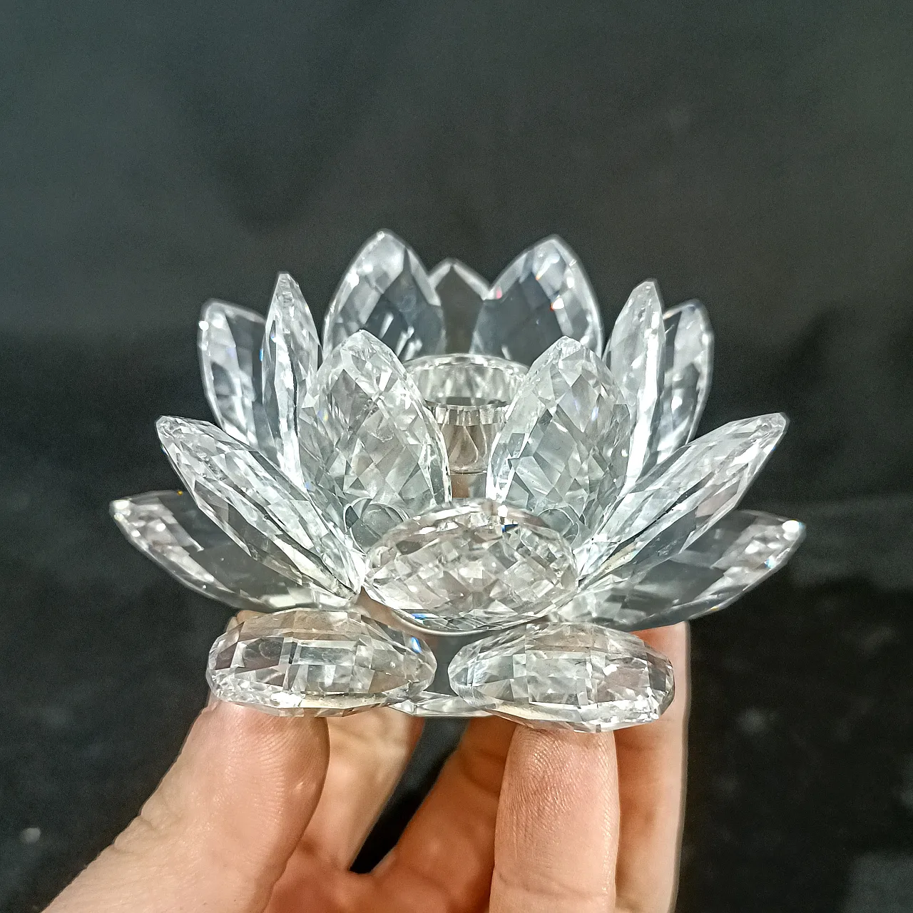 Swarovski 010001 Candle Holder Ninfea Waterlily Silver Crystal, 2000s 17