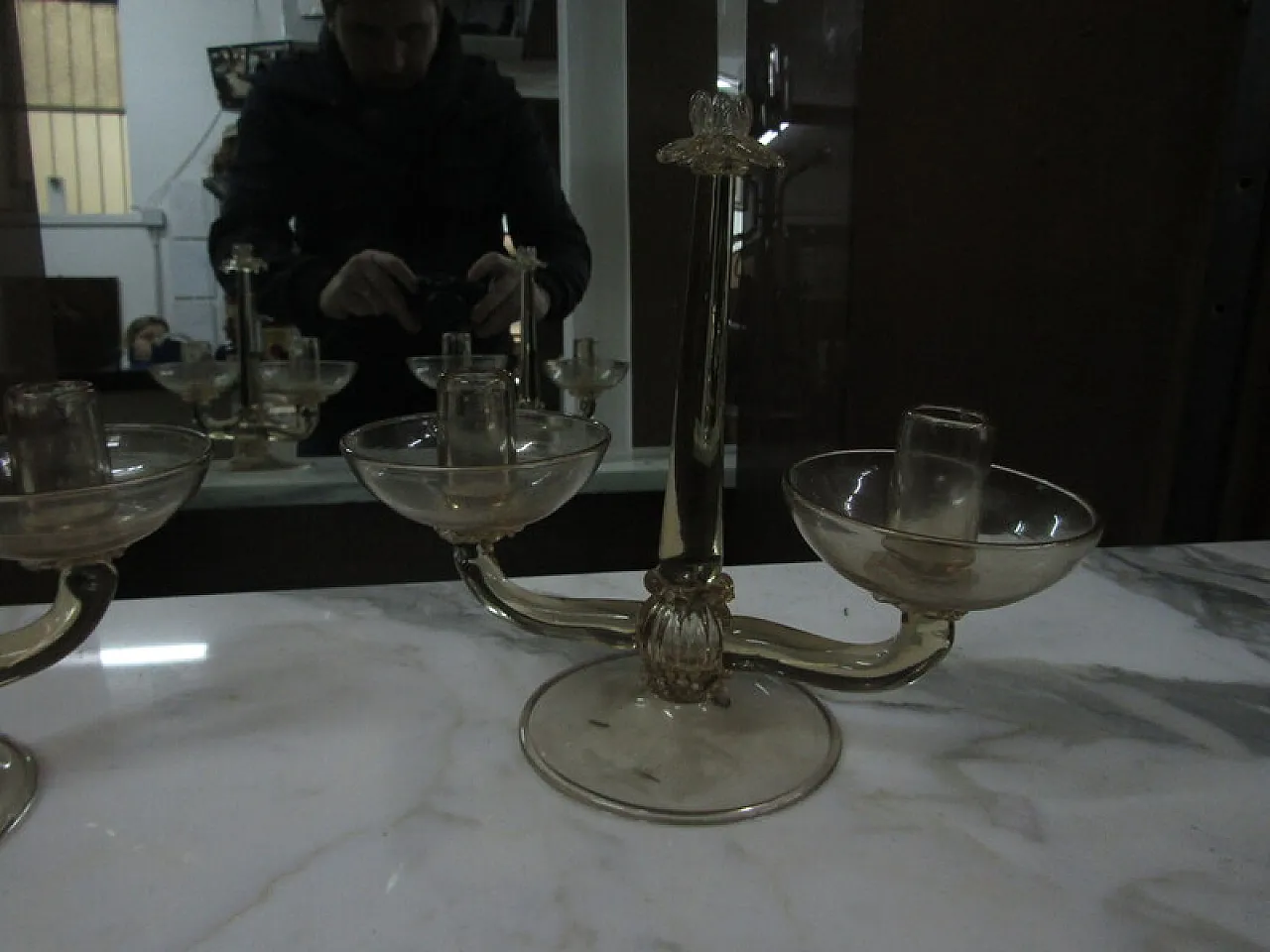 Pair of candlestiks in Murano glass by Salviati, 1970s 4