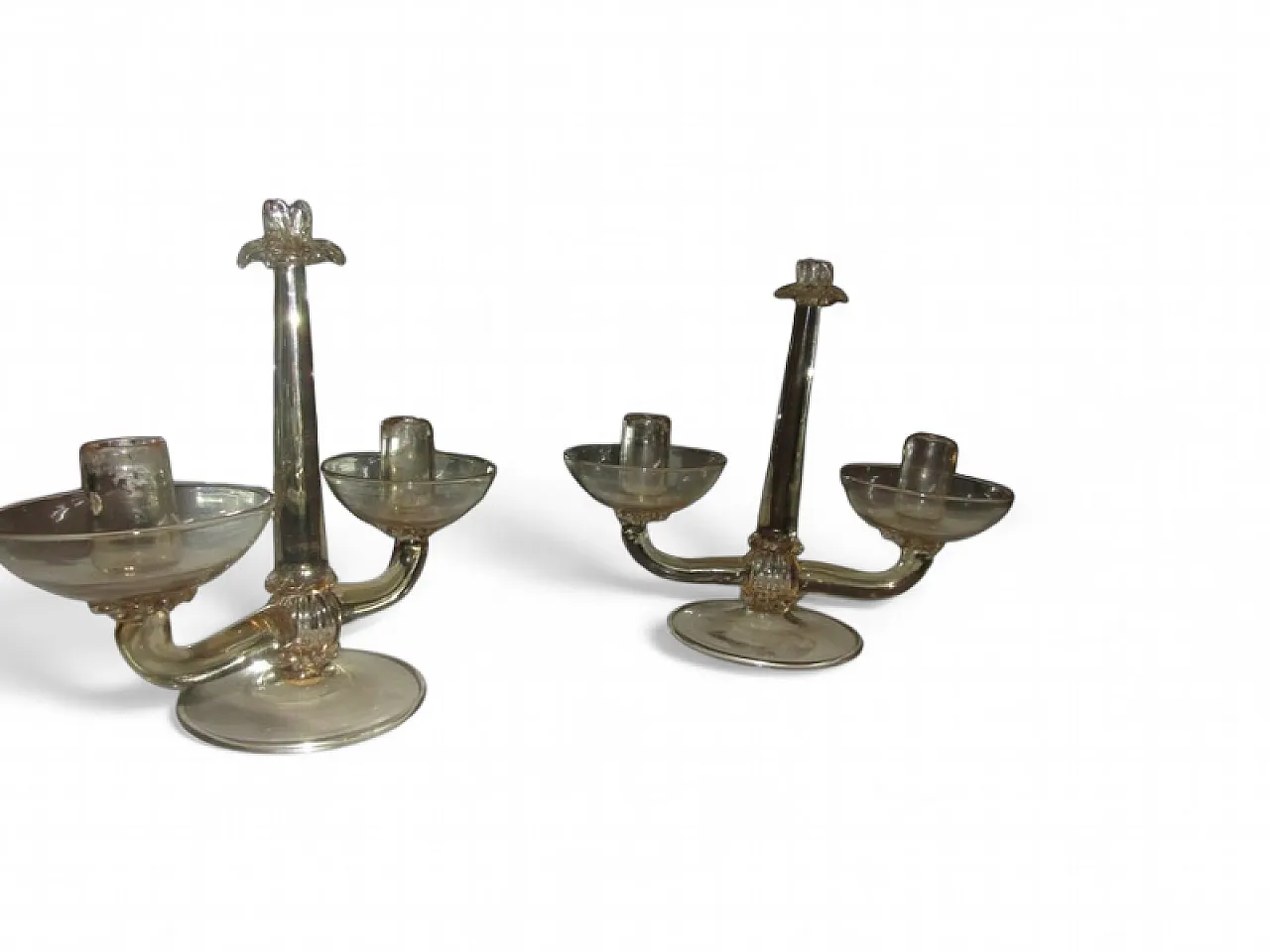 Pair of candlestiks in Murano glass by Salviati, 1970s 6