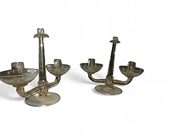 Pair of candlestiks in Murano glass by Salviati, 1970s