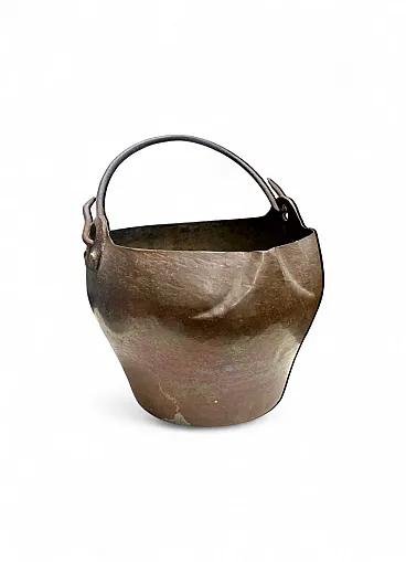 Embossed copper water bucket with iron handles, 18th century