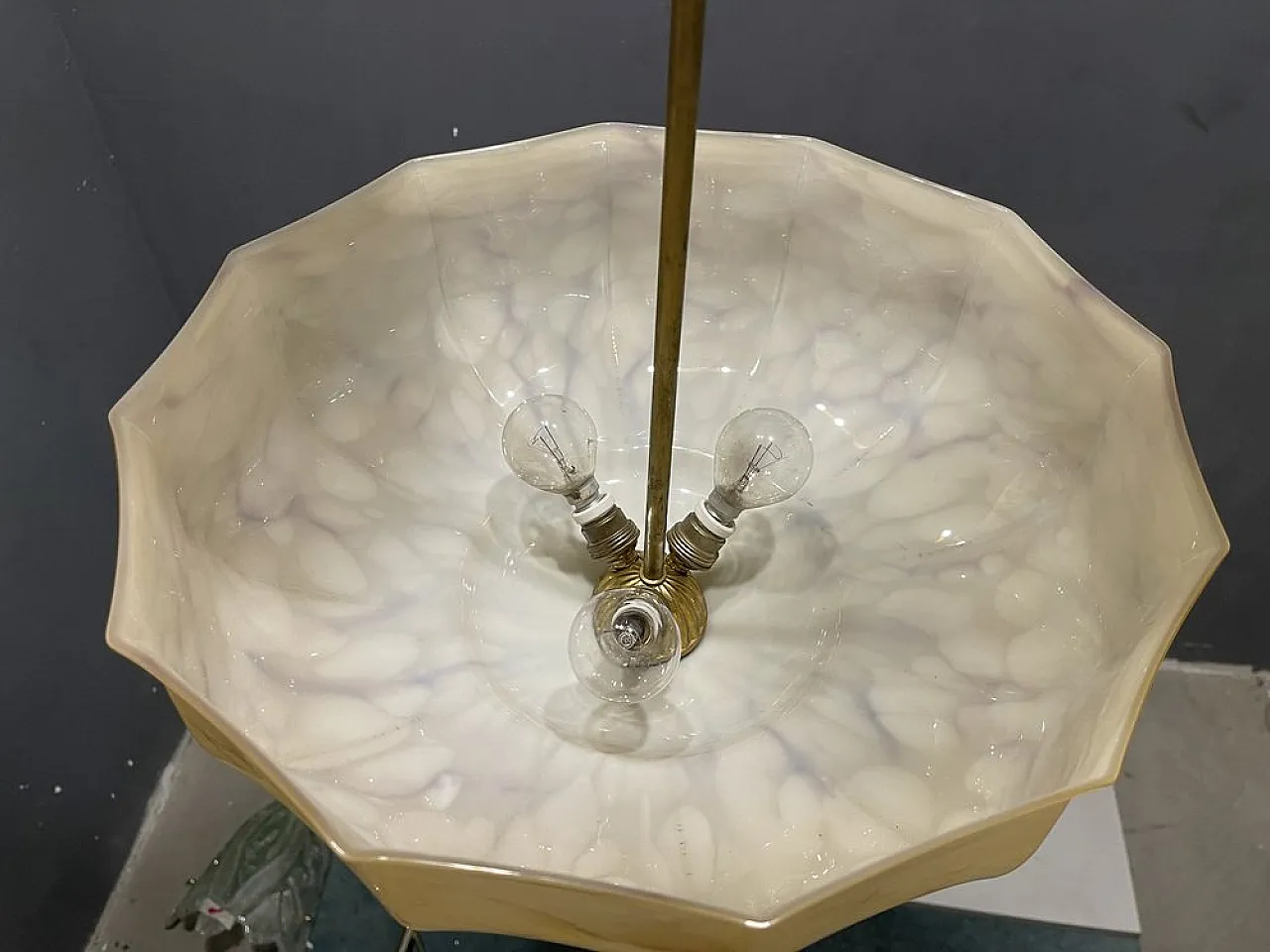 Opaline glass pendant lamp, 1940s 2